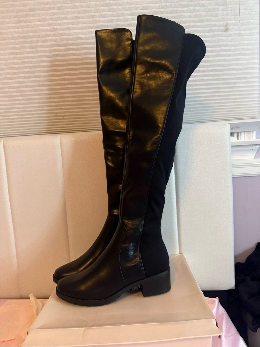 JustFab Black Over-the-Knee Lornah Flat Boots